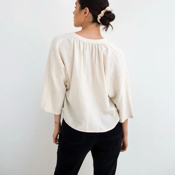 Esby Lily Top in Natural Ivory Organic Cotton - Size Small - Picture 2 of 7